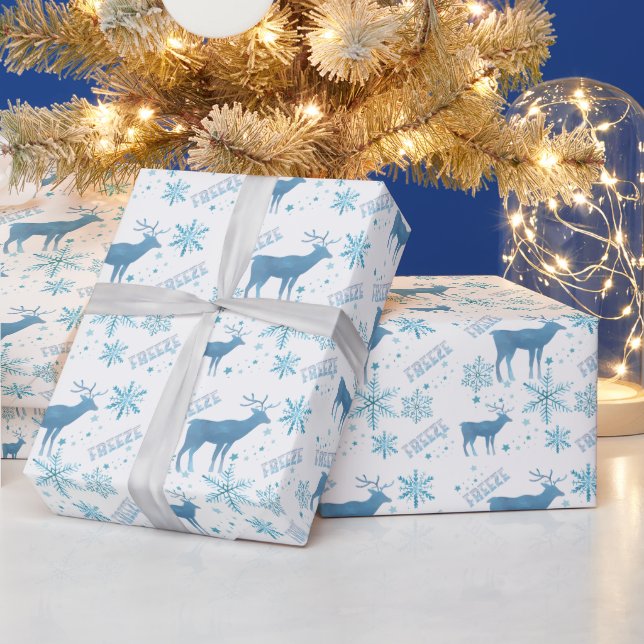snowflakes  deer white  Wrapping Paper (Holidays)