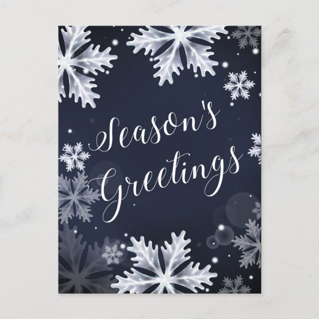 snowflakes Elegant Corporate Holiday PostCard (Front)