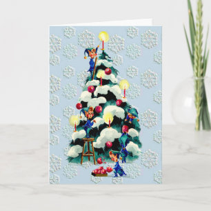 SNOWFLAKES & ELVES by SHARON SHARPE Holiday Card