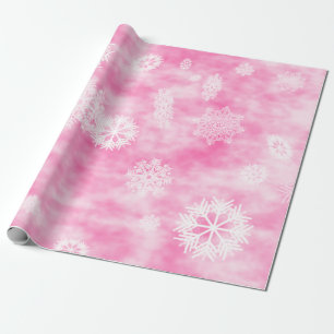 Snowflakes Fall Pink Wrapping Paper