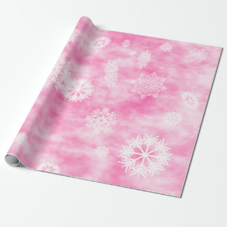 Snowflakes Fall Pink Wrapping Paper