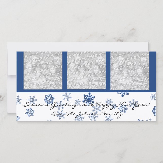 Snowflakes Famiy Holiday Photo Cards (Front)