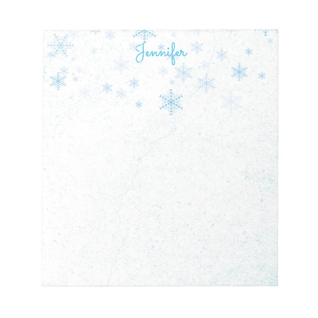 Snowflakes Fancy Script Snow Name Gift Notepad (Front)