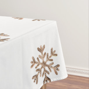 Snowflakes Faux Gold Glitter Diamonds Christmas Tablecloth