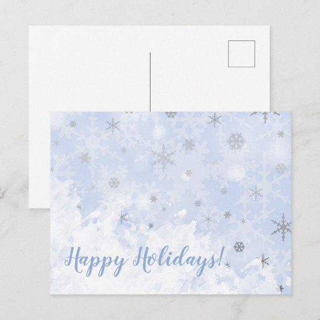 Snowflakes faux metal on baby blue colour Your Tex Postcard (Front/Back)
