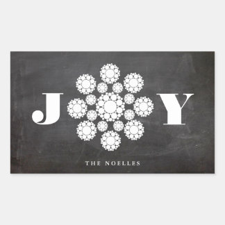 Snowflakes Flower Dots Joy Chalkboard Chic Holiday Rectangular Sticker