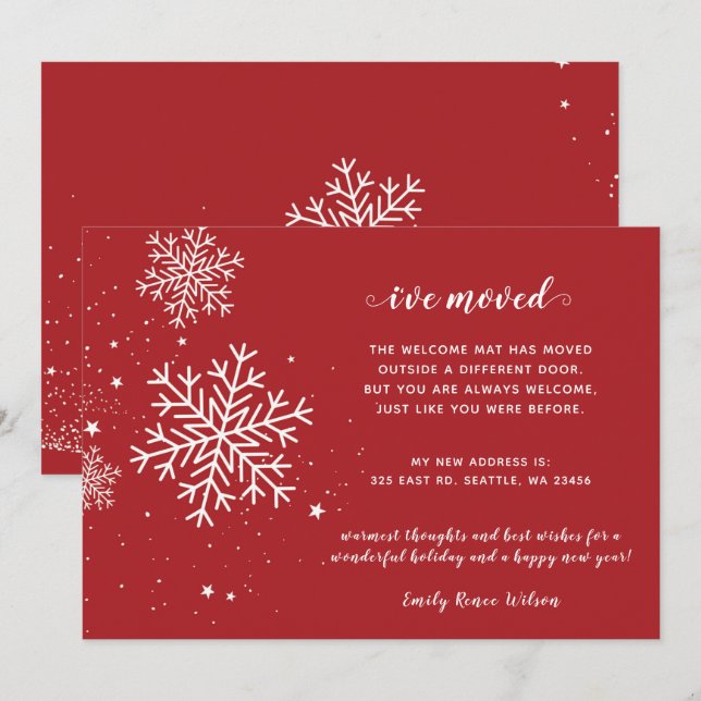 Snowflakes Flurries Holiday Moving Announcement (Front/Back)