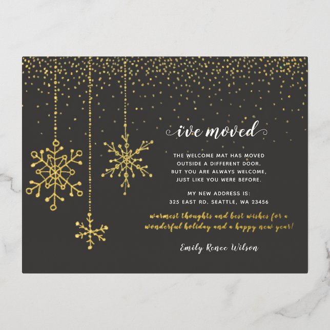 Snowflakes Flurries Holiday Moving Foil Postcard (Front)