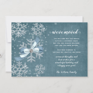 Snowflakes Flurries We've Moved Holiday Cards