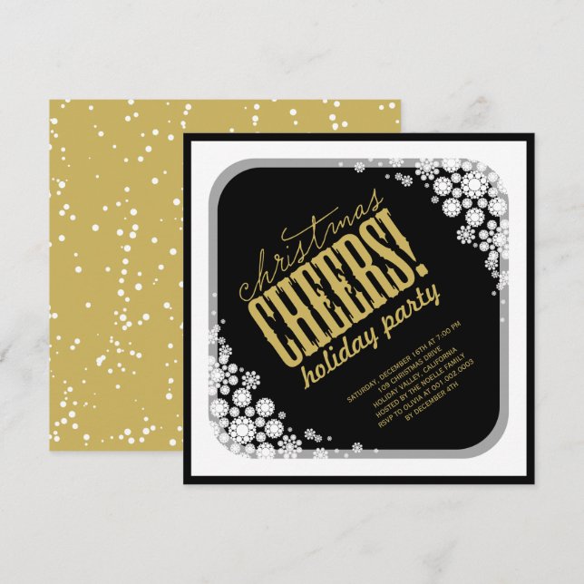 Snowflakes Frame Christmas Cheers Holiday Party Invitation (Front/Back)