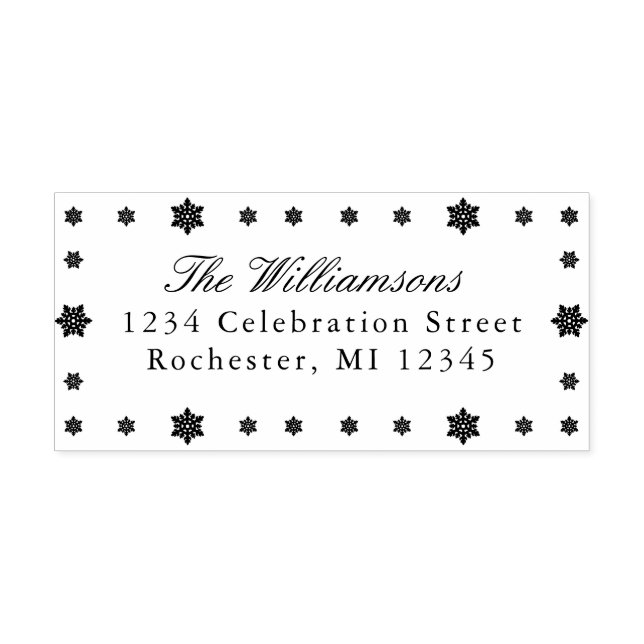 Snowflakes frame Holiday Return Address Self-inking Stamp (Design)