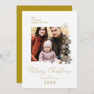 Snowflakes Frame Modern Elegant Chic Christmas Pic Holiday Card