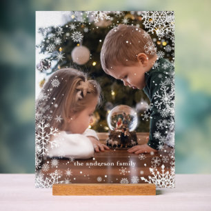 Snowflakes Frame Personalised Photo Acrylic Sign
