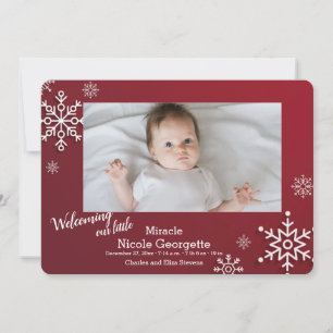 Snowflakes Frame Photo Birth Announcement