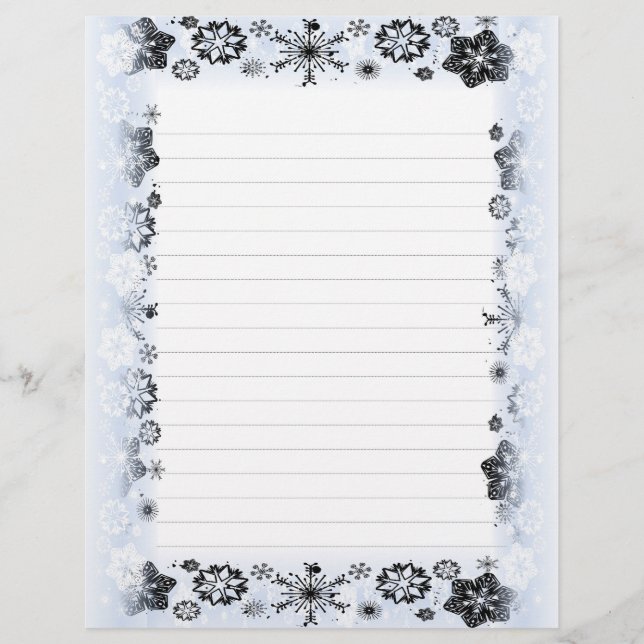Snowflakes Framed Lined Writing Paper (Front)