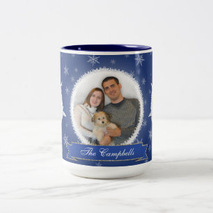 Snowflakes & Frost Blue Holiday Two-Tone Coffee Mug