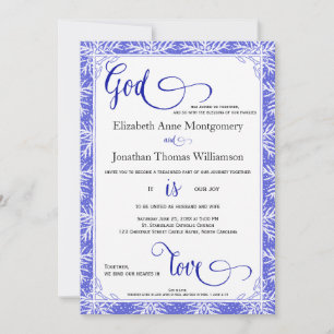 Snowflakes God is Love Christian Wedding Card