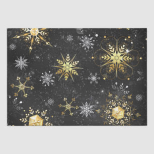Snowflakes Gold Black Christmas Gift Tissue Paper