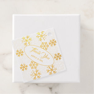 Snowflakes Gold Foil Thank You Favour Tags