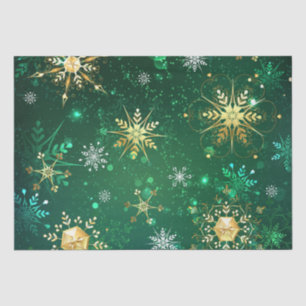Snowflakes Gold Green Xmas Christmas Gift Tissue Paper