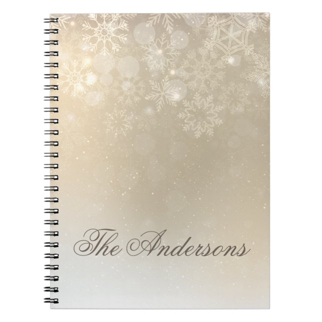 Snowflakes Gold Personalised Holiday | Notebook (Front)