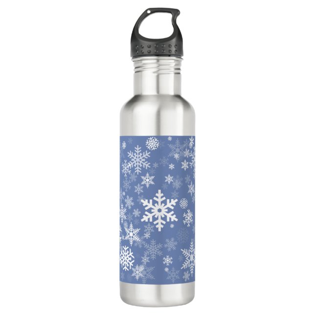 Snowflakes Graphic Customise Colour Background on  710 Ml Water Bottle (Front)