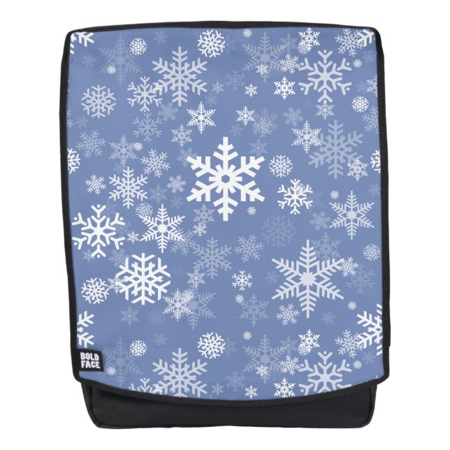 Snowflakes Graphic Customise Colour Background on  Backpack (Front)