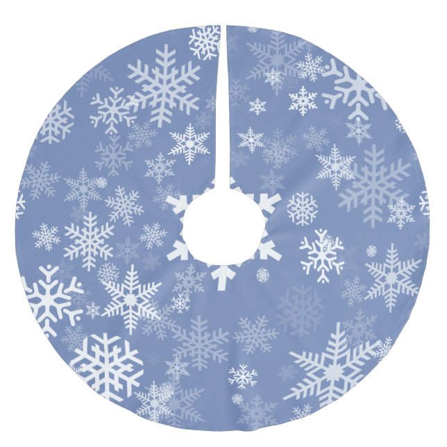 Snowflakes Graphic Customise Colour Background on  Brushed Polyester Tree Skirt (Front)