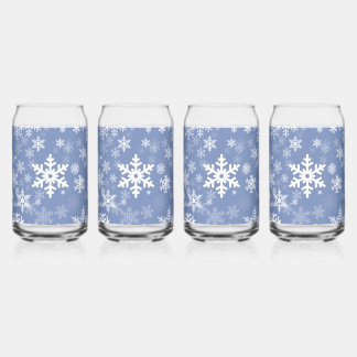 Snowflakes Graphic Customise Colour Background on  Can Glass