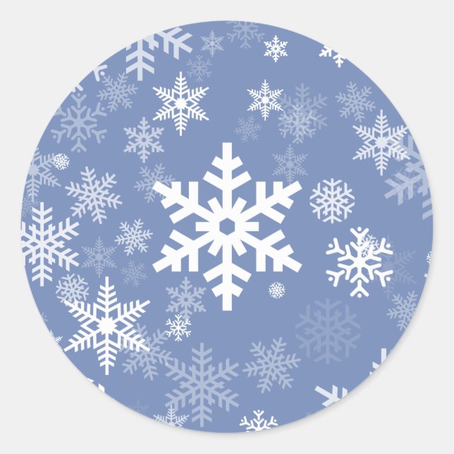 Snowflakes Graphic Customise Colour Background on  Classic Round Sticker (Front)