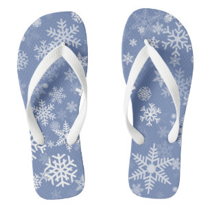 Snowflakes Graphic Customise Colour Background on Flip Flops