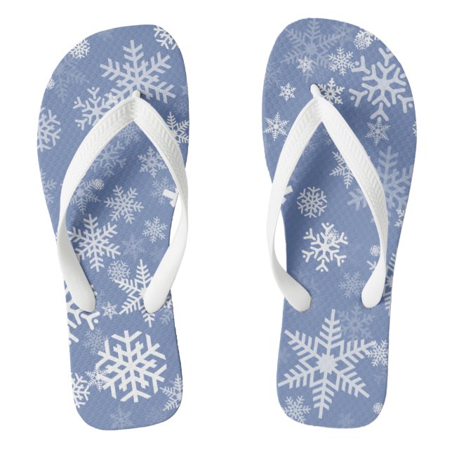 Snowflakes Graphic Customise Colour Background on  Flip Flops (Footbed)