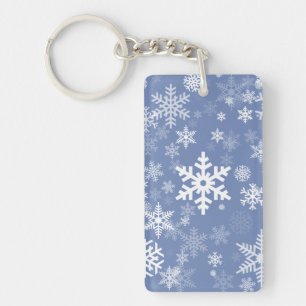 Snowflakes Graphic Customise Colour Background on Key Ring