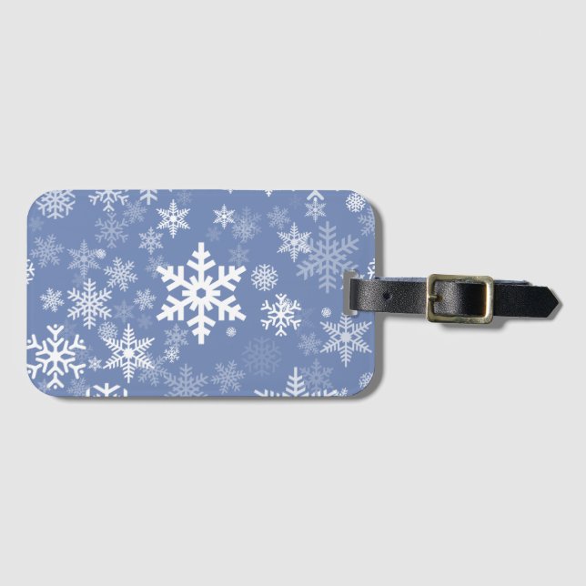 Snowflakes Graphic Customise Colour Background on Luggage Tag (Front Horizontal)