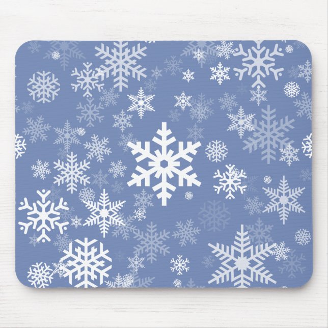 Snowflakes Graphic Customise Colour Background on Mouse Mat (Front)