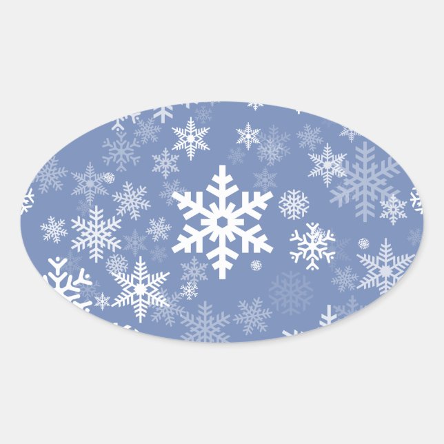 Snowflakes Graphic Customise Colour Background on  Oval Sticker (Front)