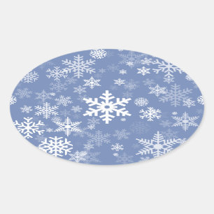 Snowflakes Graphic Customise Colour Background on  Oval Sticker