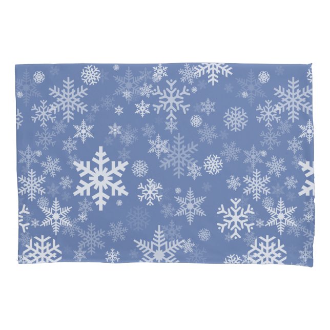 Snowflakes Graphic Customise Colour Background on Pillowcase (Front)