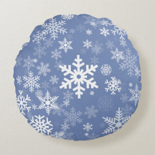 Snowflakes Graphic Customise Colour Background on  Round Cushion