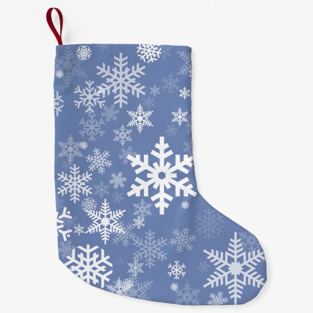 Snowflakes Graphic Customise Colour Background on  Small Christmas Stocking (Front)