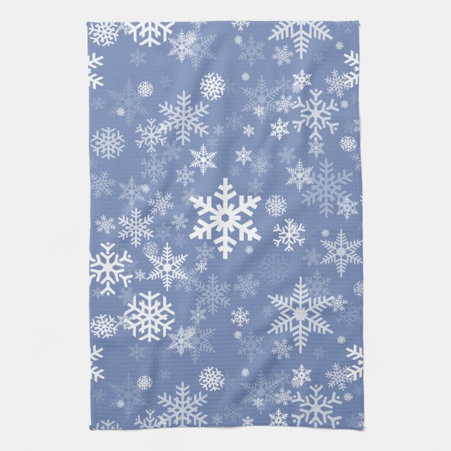 Snowflakes Graphic Customise Colour Background on Tea Towel (Vertical)