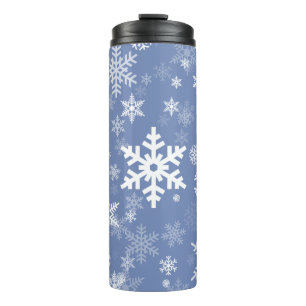 Snowflakes Graphic Customise Colour Background on  Thermal Tumbler