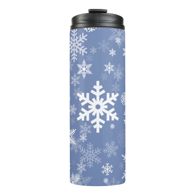 Snowflakes Graphic Customise Colour Background on  Thermal Tumbler (Front)