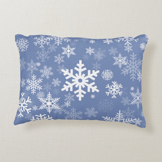 Snowflakes Graphic Customize Color Background on a Decorative Cushion (Back)