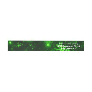 Snowflakes Green Background Wrap Address Labels