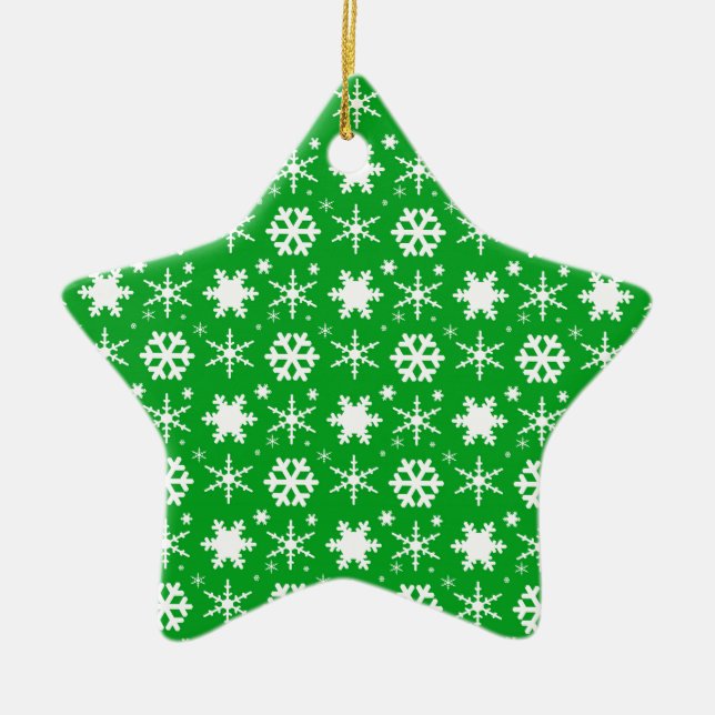 Snowflakes Green Ceramic Tree Decoration (Front)