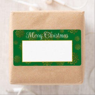 Snowflakes Green Christmas Shipping Labels