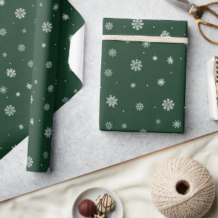 Snowflakes Green Holiday Wrapping Paper