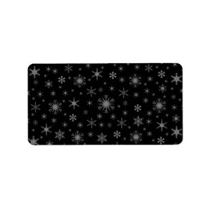 Snowflakes - Grey on Black Label