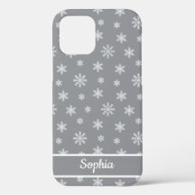 Snowflakes Grey pattern personalised name